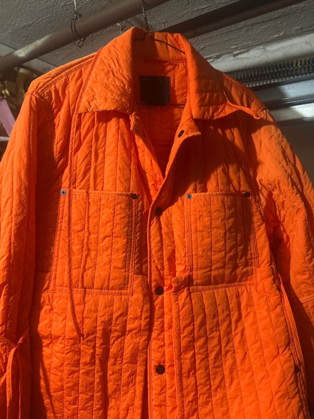 Craig Green Quilted Work Men's Jacket large neon orange